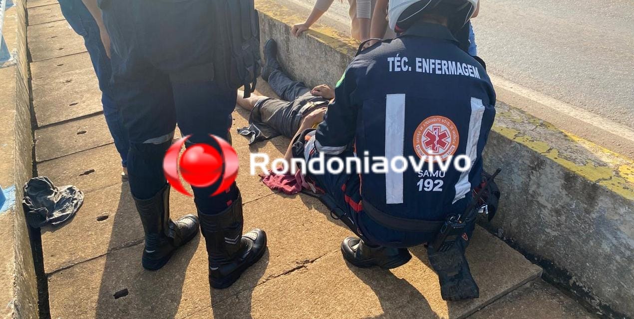 URGENTE: Motociclista sofre grave queda na ponte após pneu estourar