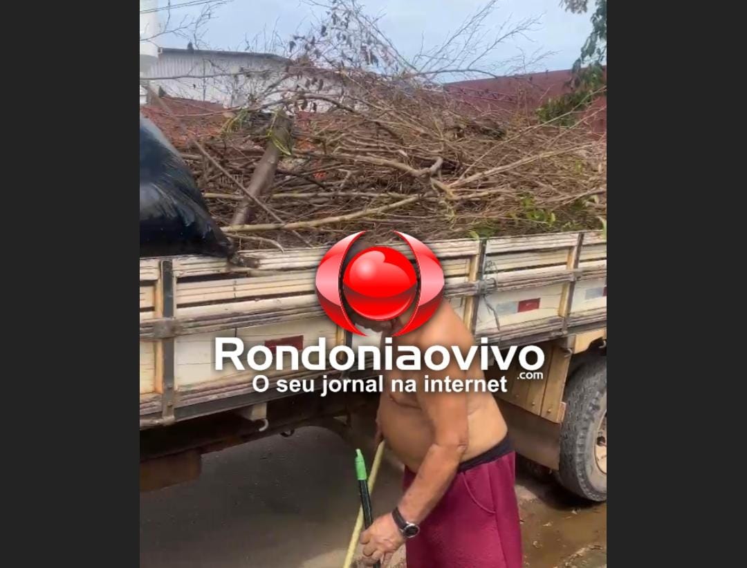 RUA URUGUAI: Empresário envia caminhão e funcionários para limpar sujeira deixada