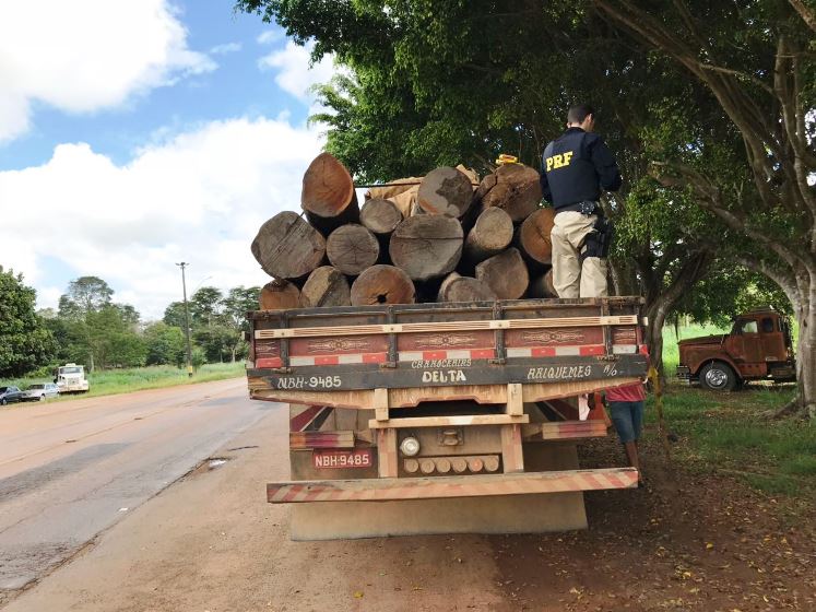 Caminhão com madeira irregular é apreendido pela PRF