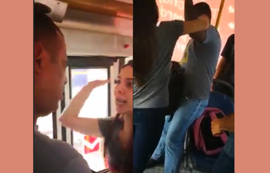 SE DEU MAL - VÍDEO: Assediou mulher no ônibus e leva 'saraivada' de tapas da vítima que reagiu