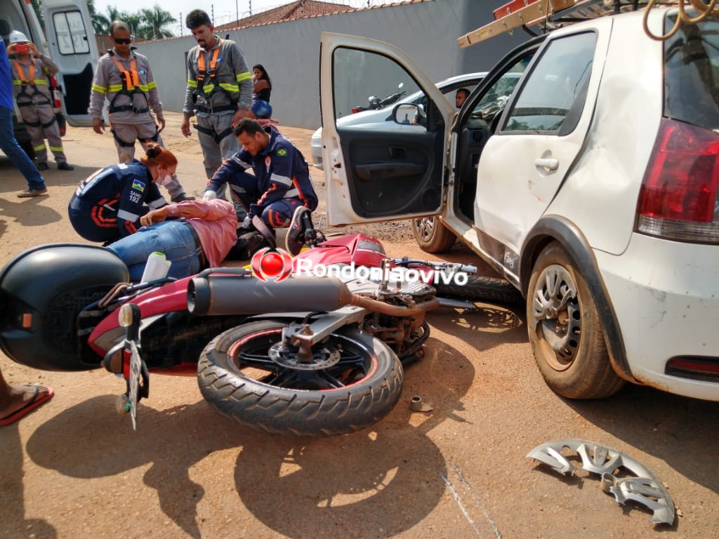 ULTRAPASSAGEM: Acidente envolvendo carro da Energisa deixa motociclista ferido