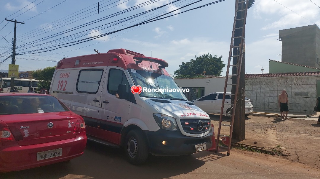 LESIONADO: Trabalhador sofre queda de escada após moto arrastar cabo de internet