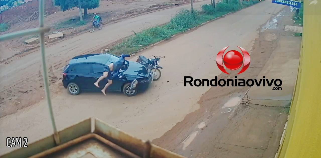 IMPRESSIONANTE: Vídeo mostra grave acidente entre carro e moto na avenida Mamoré