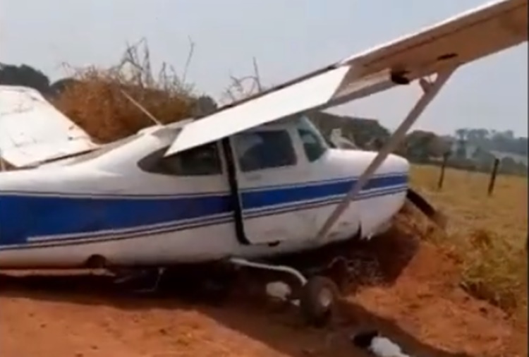 VÍDEO: Avião carregado de drogas faz pouso forçado em Rondônia