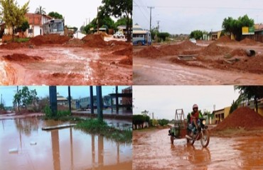 Obra inacabada da Prefeitura na zona Sul da capital provoca alagações e prejudica acesso da comunidade