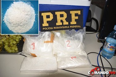 PRF apreende “mula” com dois quilos de cocaína 