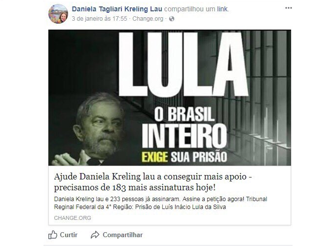 Assessora do TRF 4 pede prisão de Lula no Facebook e políticos questionam