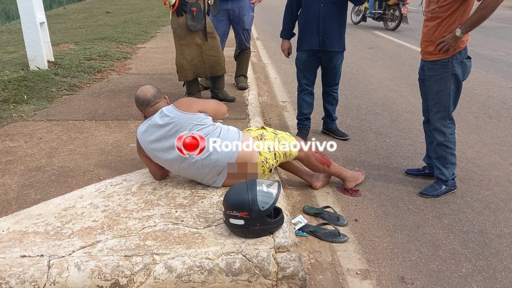 ASSISTA: Motociclista sofre fratura exposta em acidente com carro na Jorge Teixeira