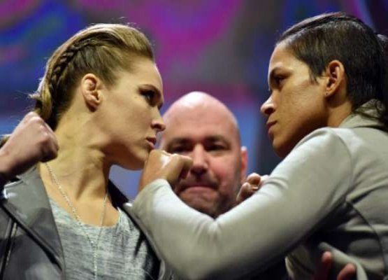 Ronda e Amanda 'invadem' pesagem do UFC: Alvarez x McGregor