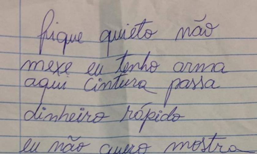 PRESO: Ladrão surdo-mudo anuncia assalto através de bilhete