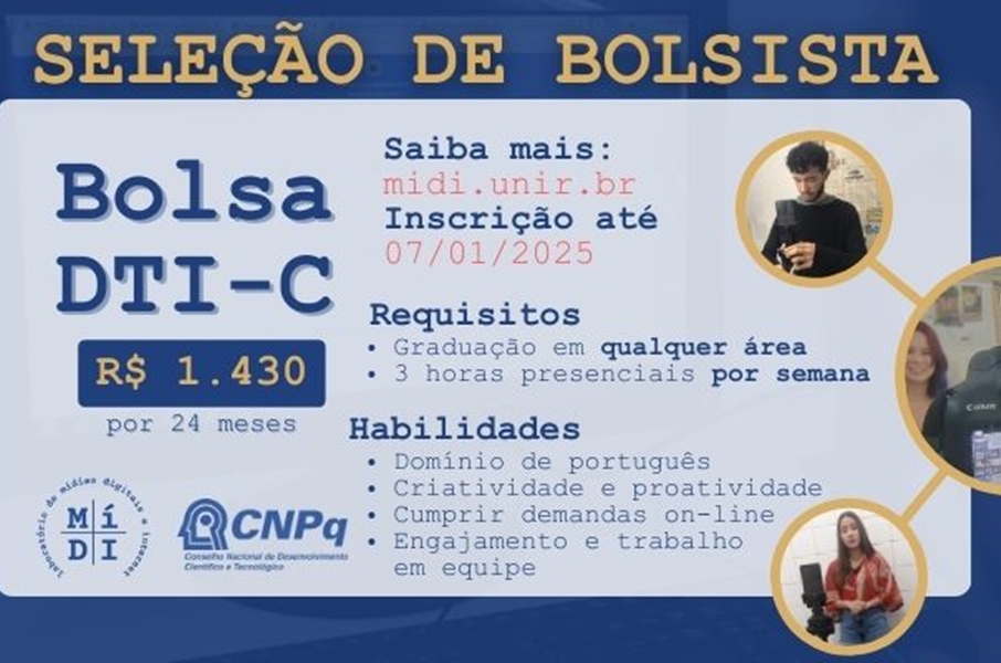 BOLSA: MíDI busca formado para trabalhar com redes sociais