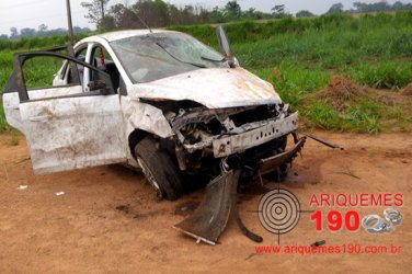 Condutora tenta desviar de gato e capota