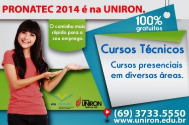 Faculdade UNIRON abre vagas pelo PRONATEC 