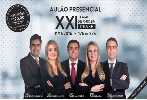 Aulão presencial 1ª fase da OAB – XXI exame de ordem