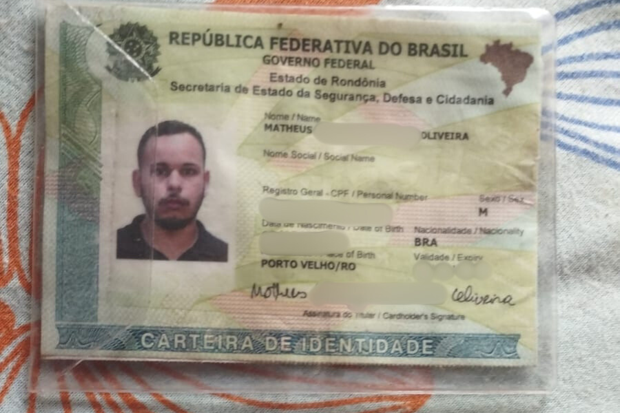 É SUA?: Encontrada identidade de Henrique Oliveira em Porto Velho