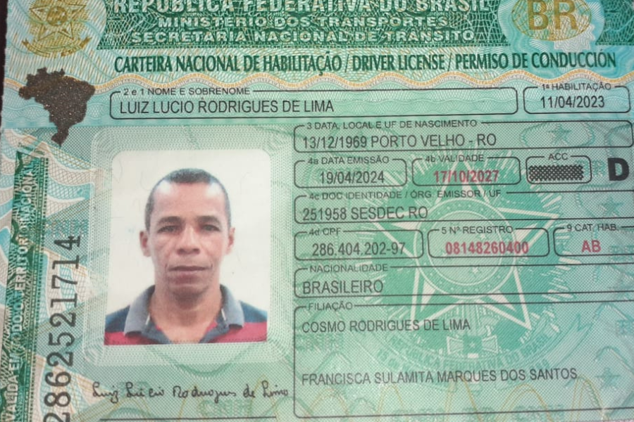 UTILIDADE PÚBLICA: Encontrada carteira com CNH de Luiz de Lima em Porto Velho 