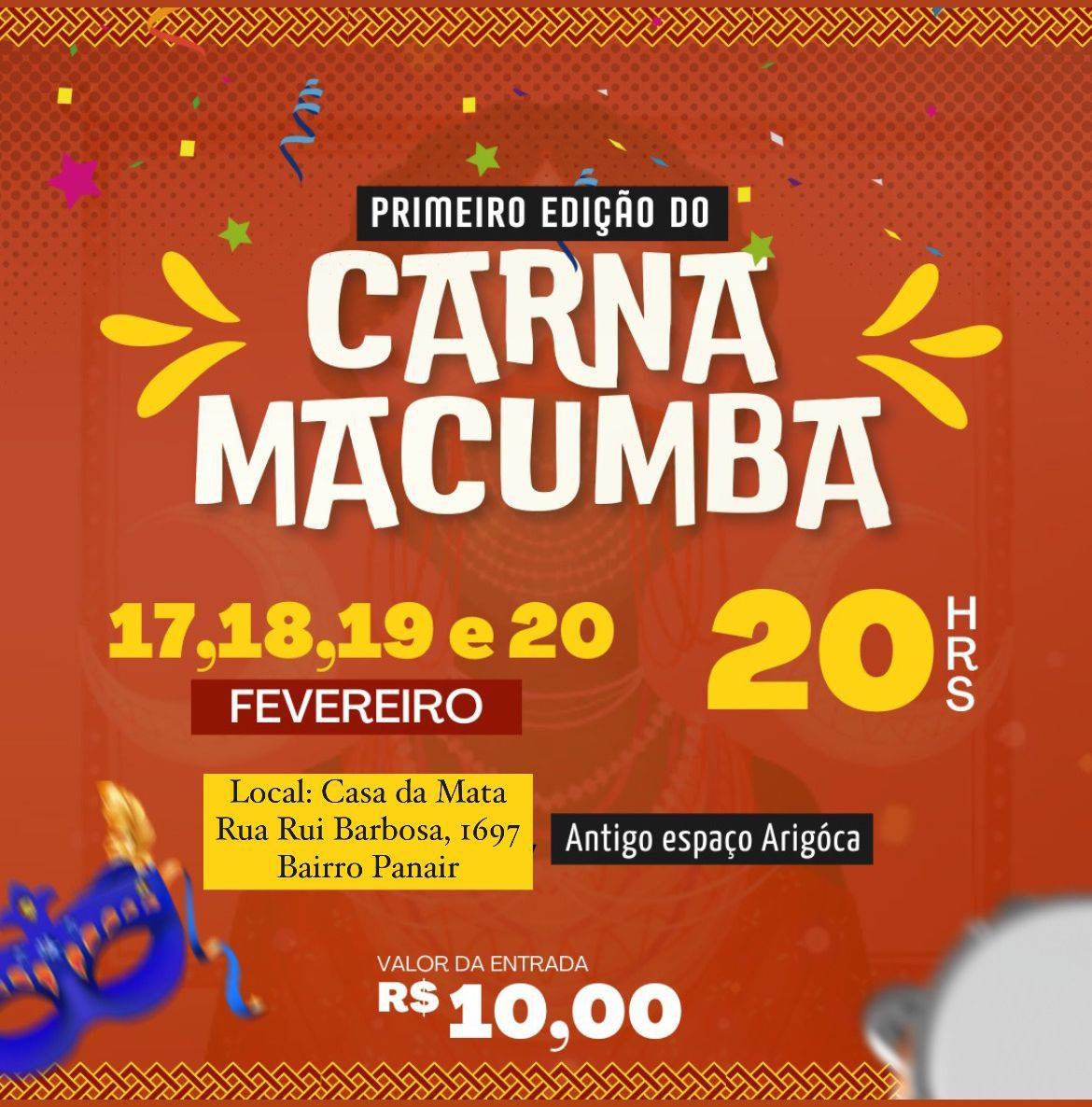 CARNAMACUMBA: Casa da Mata terá Carnaval diferenciado para os afrobeladelicos; evento inicia nesta sexta