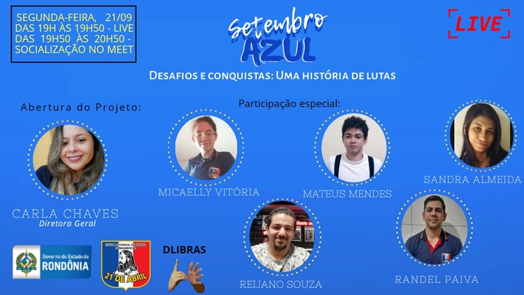 EVENTO: Setembro Azul será tema de Live da Escola Estadual 21 de abril