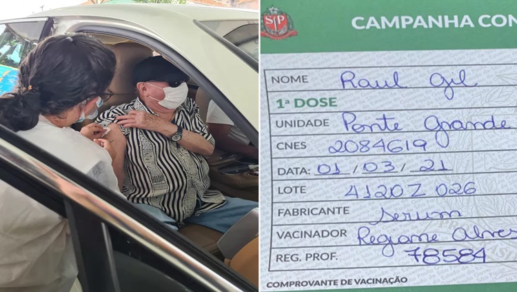 IMUNIZADO: Apresentador Raul Gil é vacinado contra a Covid-19 em SP