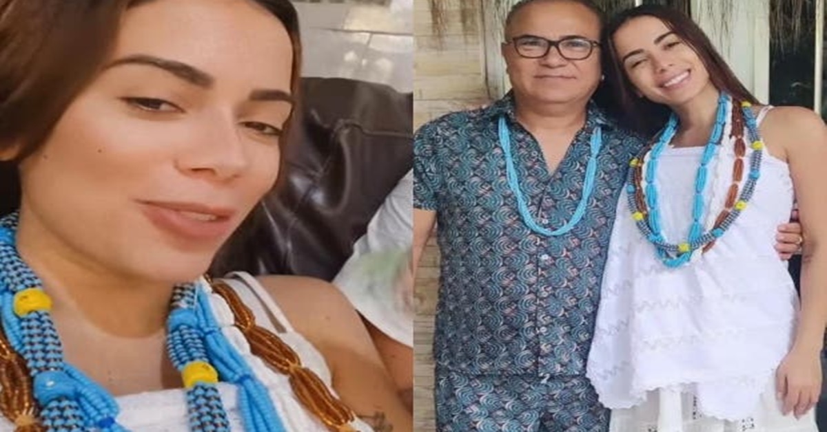 'TE AMO': Anitta posta foto rara ao lado de seu Pai de Santo no terreiro