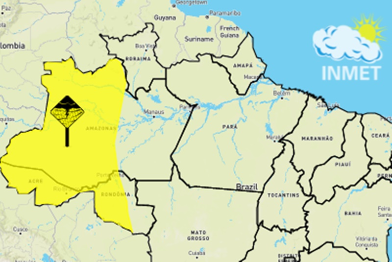 PREVISÃO DO TEMPO:' Inmet emite alerta amarelo para possibilidade de chuvas intensas em RO