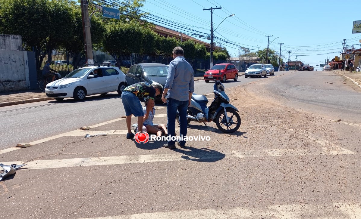 VÍDEO: Mulher em motocicleta fica ferida após colisão na Calama