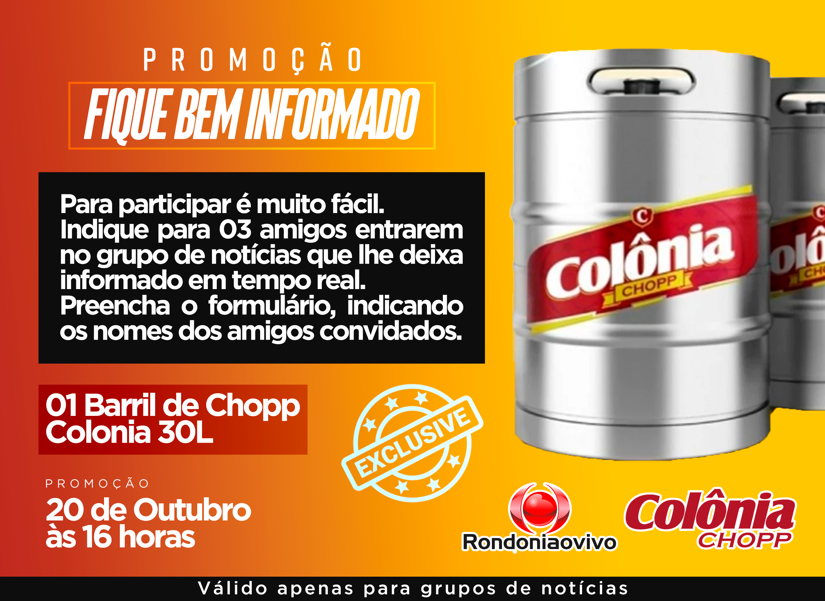 PROMOÇÃO: Rondoniaovivo e Colônia presenteiam leitor com barril de chopp 30L