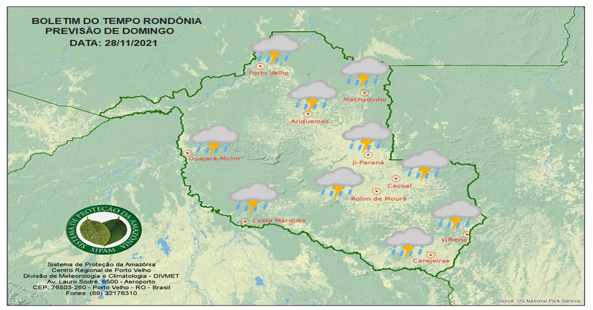 CLIMA: Confira a previsão do tempo para este domingo (28) em Rondônia 