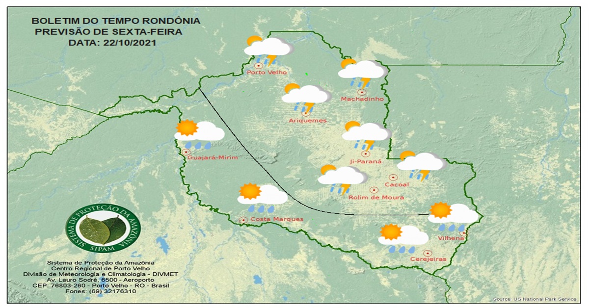 CLIMA: Confira a previsão do tempo para esta sexta-feira (22) em Rondônia 