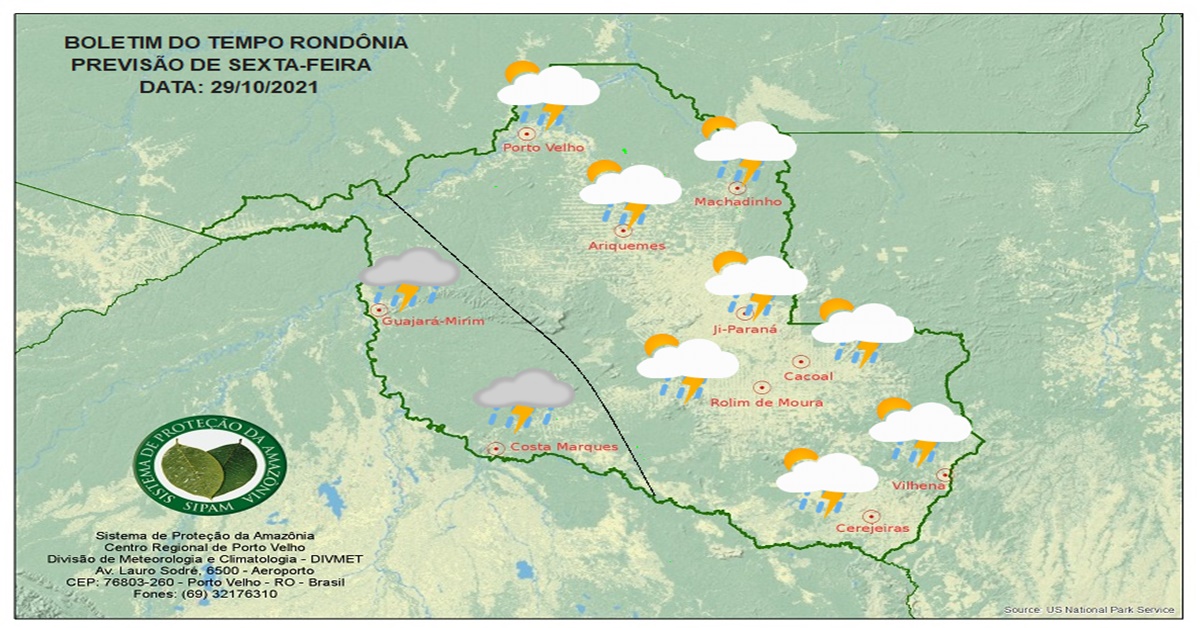 CLIMA: Confira a previsão do tempo para esta sexta-feira (29) em Rondônia 