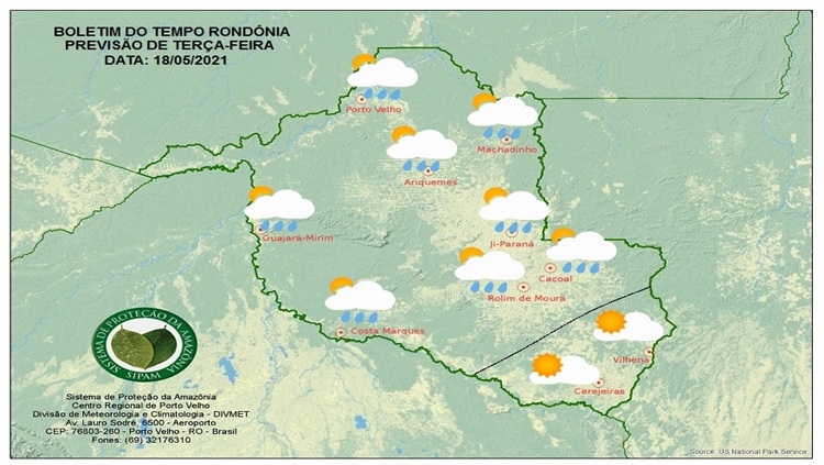 CLIMA: Veja a previsão do tempo para esta terça-feira (18) em Rondônia