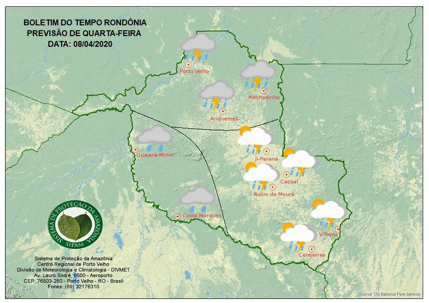 CHUVA: Confira a previsão do tempo para está quarta-feira em Rondônia