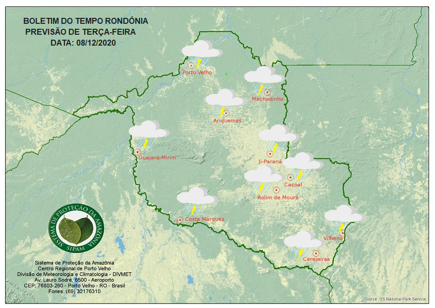 PREVISÃO DO TEMPO: Tempo abafado provoca chuva em Rondônia nesta terça (8), diz Sipam