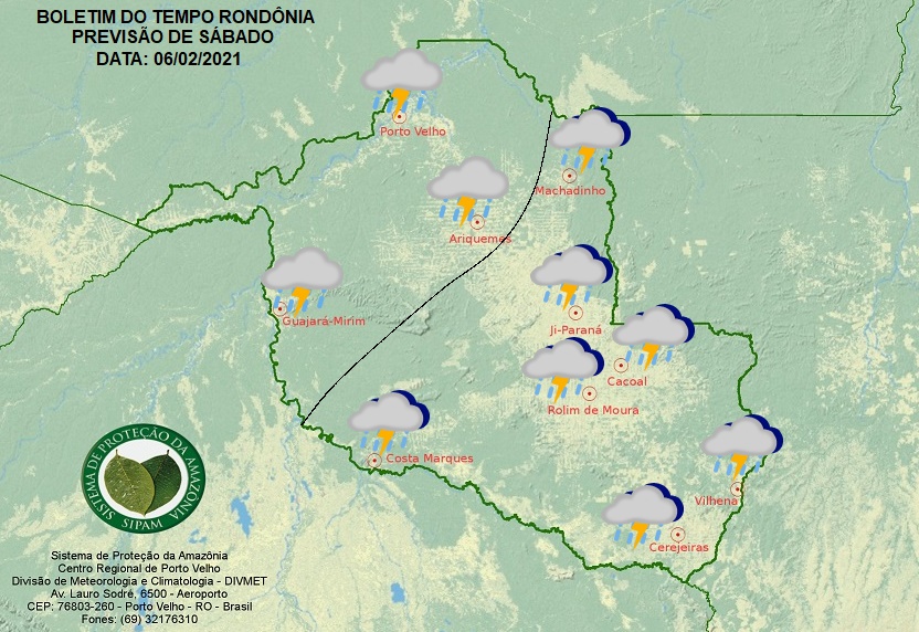 PREVISÃO DO TEMPO: Sábado (6) será de temperaturas amenas em Rondônia, diz Sipam