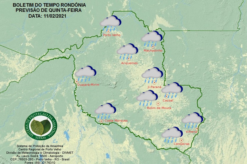 CLIMA: Veja a previsão do tempo para esta quinta-feira (11) em Rondônia