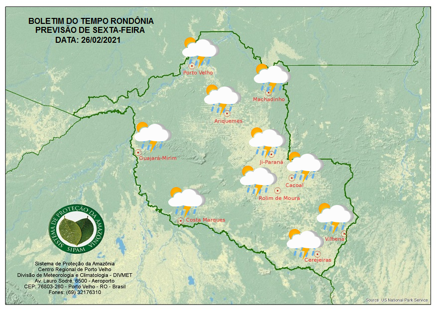 CLIMA: Veja a previsão do tempo para esta sexta-feira (26) em Rondônia