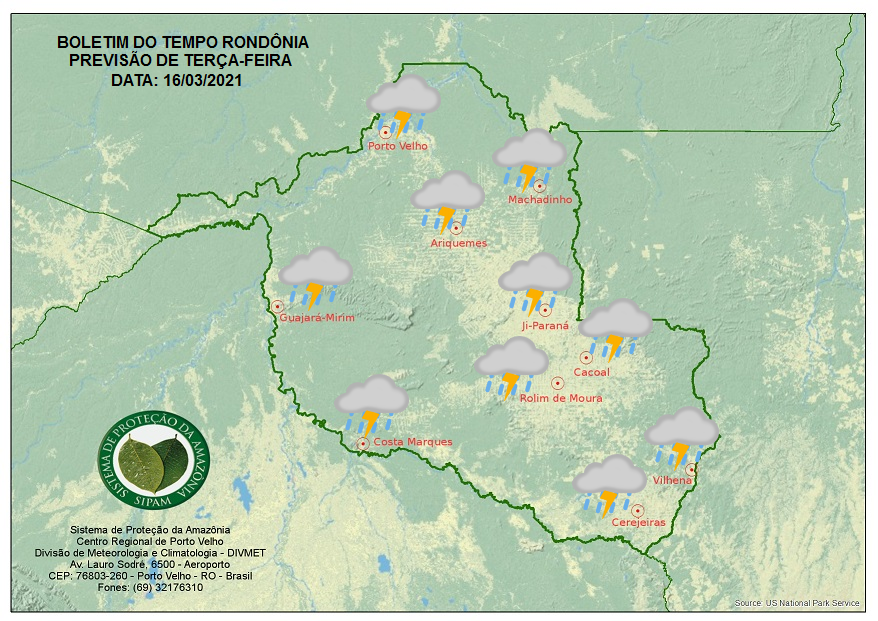 CLIMA: Veja a previsão do tempo para esta terça-feira (16) em Rondônia