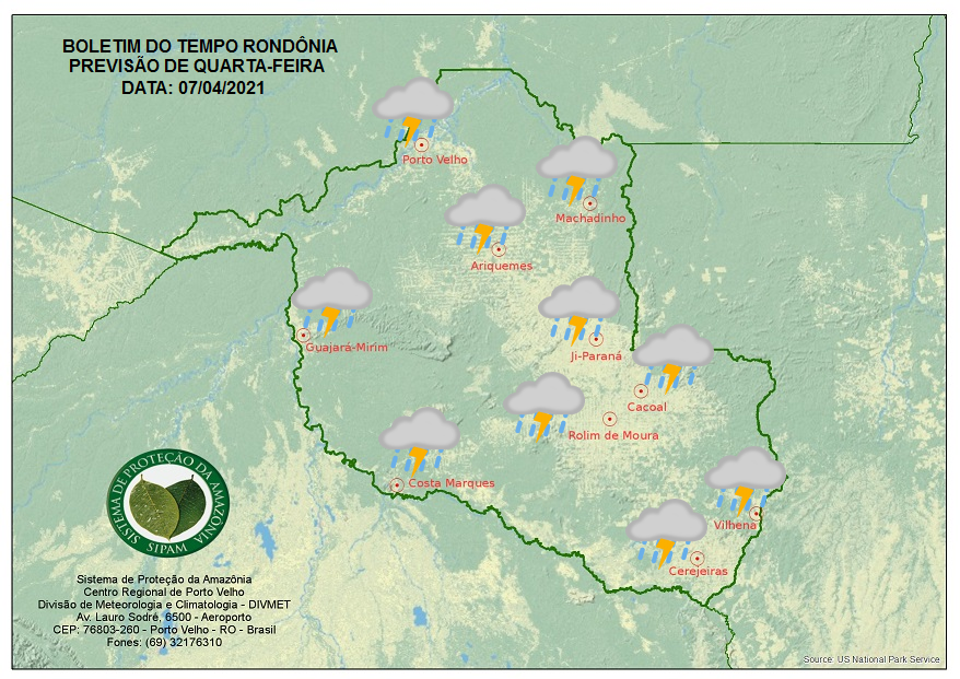 CLIMA: Veja a previsão do tempo para esta quarta-feira (7) em Rondônia