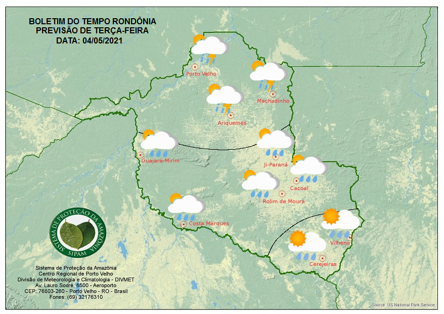 BOLETIM DO TEMPO: Veja a previsão do tempo para esta terça-feira (4) em Rondônia