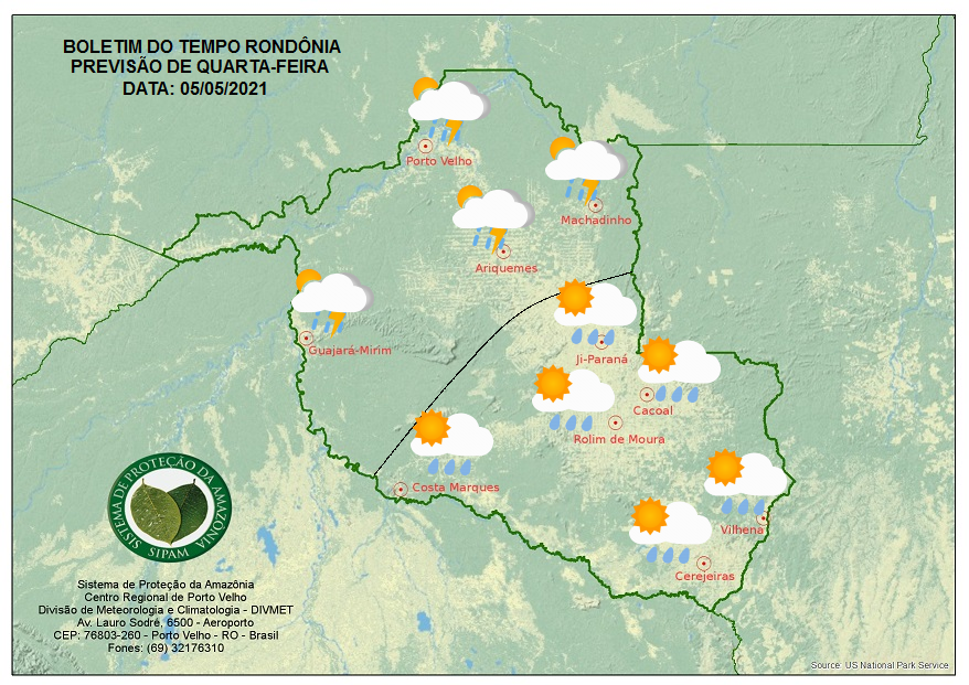 CLIMA: Veja a previsão do tempo para esta quarta-feira (5) em Rondônia