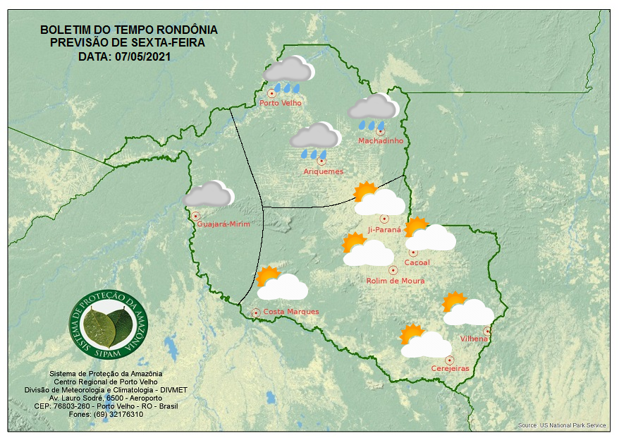 PREVISÃO DE AMANHÃ: Capital e Vale do Jamari terão chuva; Vale do Guaporé somente sol