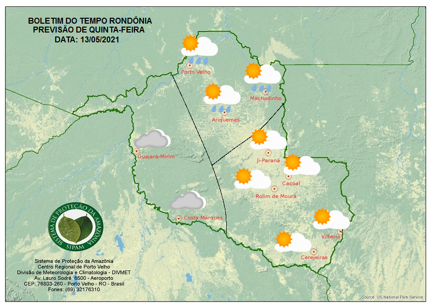 CLIMA: Sipam prevê quinta-feira dividida em Rondônia: frio, chuva e sol forte