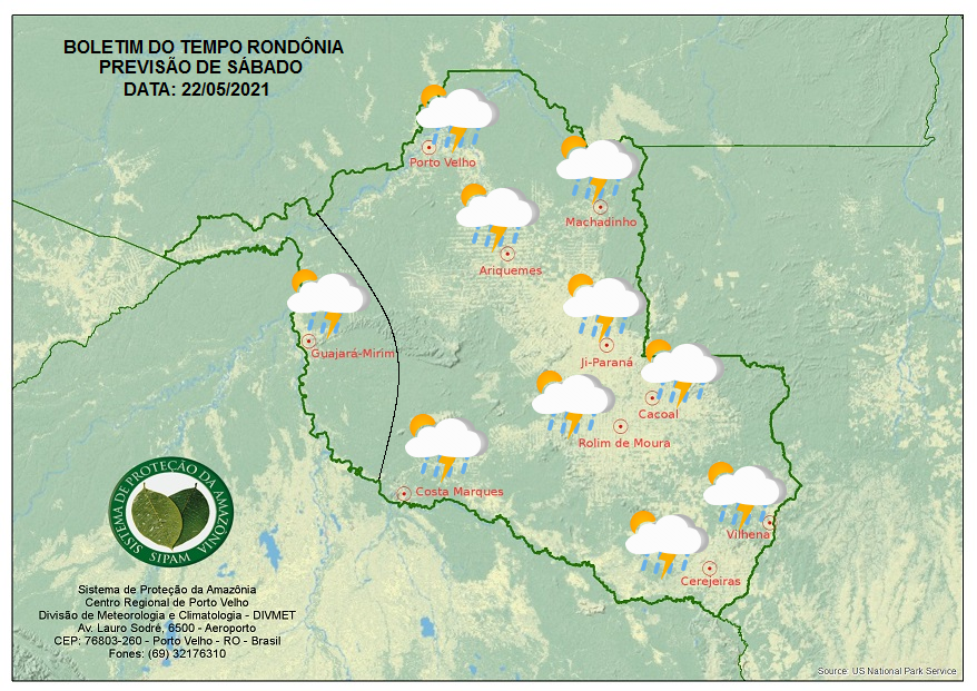 CLIMA: Veja a previsão do tempo para este sábado (22) em Rondônia