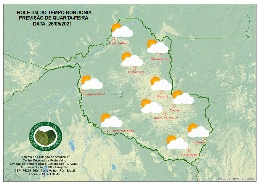 BOLETIM DO TEMPO: Veja a previsão para esta quarta-feira (26) em Rondônia