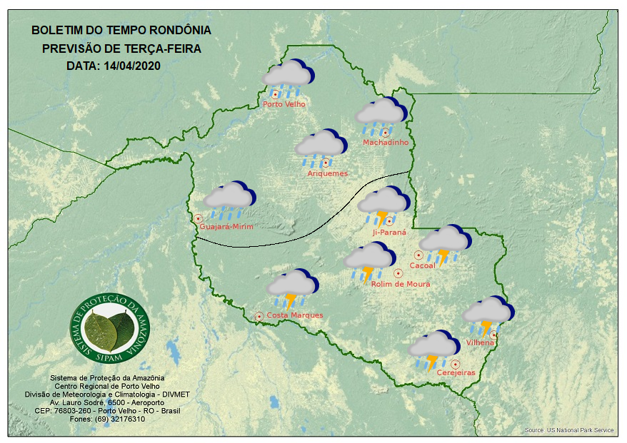 Confira a previsão do tempo para esta terça-feira, 14, em Rondônia