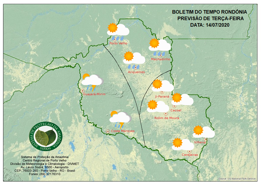 PREVISÃO DE TERÇA: Friagem fraca chega ao Oeste de Rondônia; capital é só calor e chuva