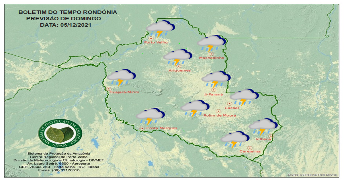 CLIMA: Confira a previsão do tempo para este domingo (05) em Rondônia 