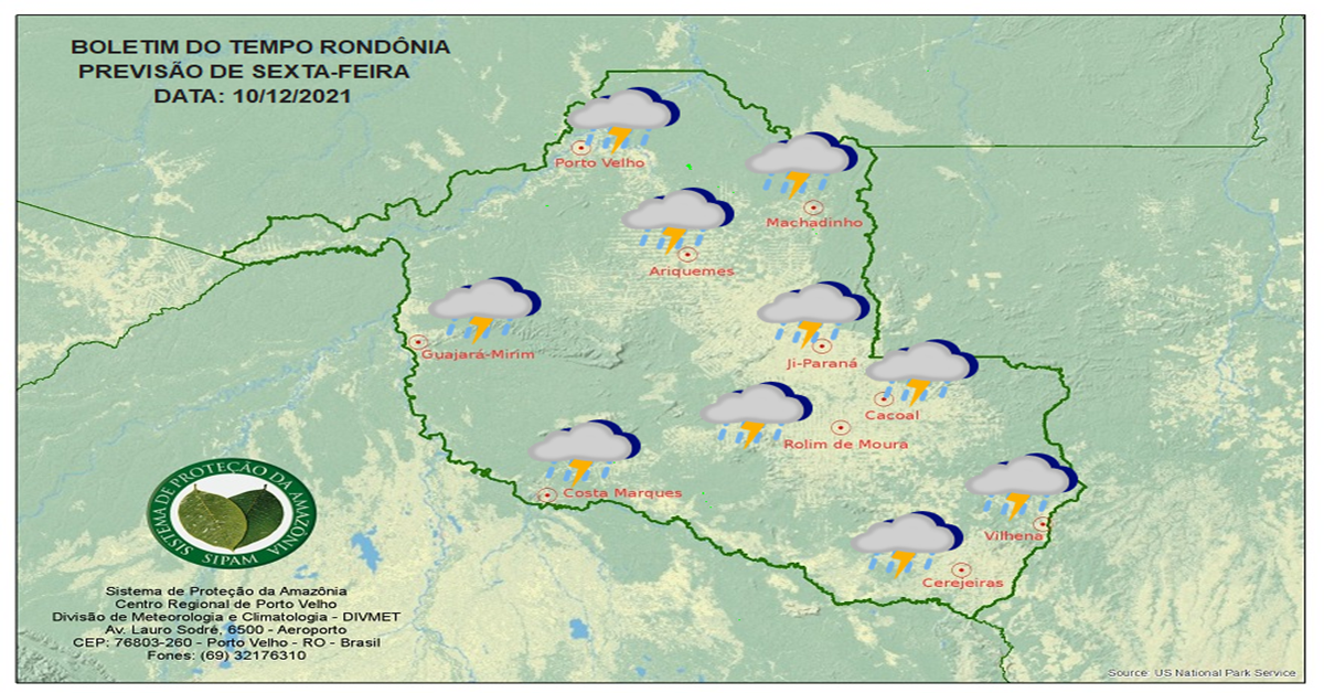 CLIMA: Confira a previsão do tempo para esta sexta-feira (10) em Rondônia 