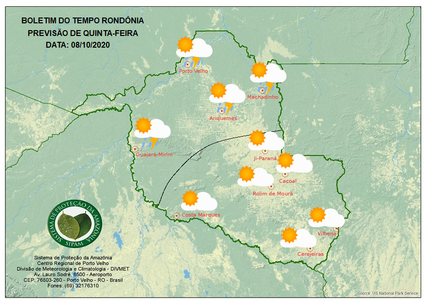 CLIMA: Veja a previsão do tempo para esta quinta-feira (8) em Rondônia