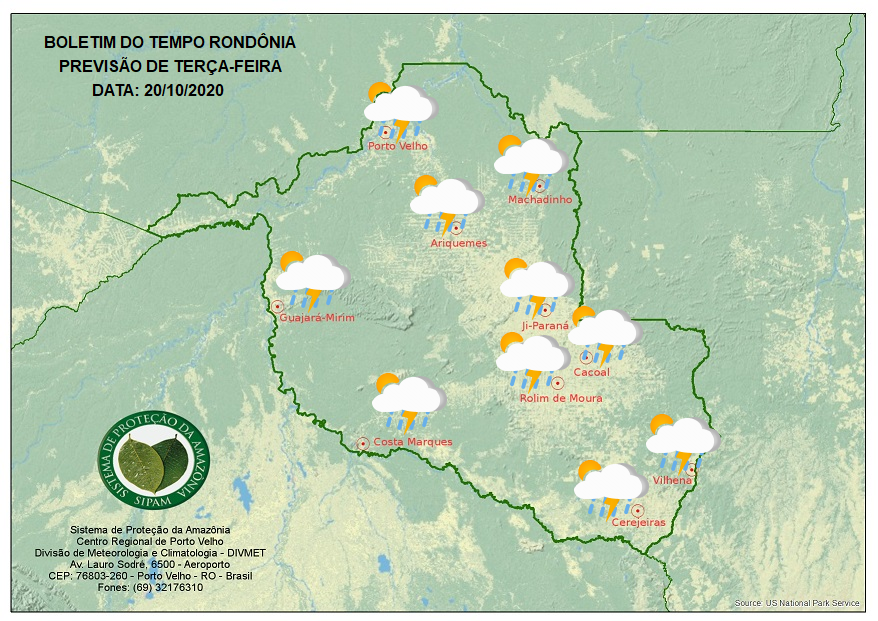 CLIMA: Veja a previsão do tempo para esta terça-feira (20) em Rondônia